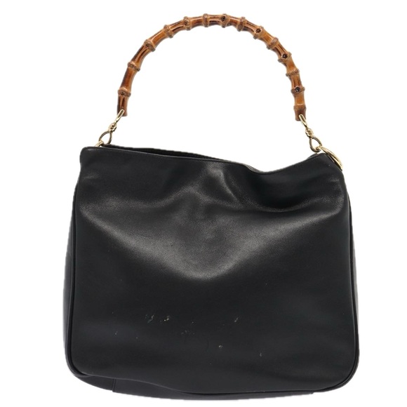 GUCCI Bamboo Hand Bag Leather 2way Brown Gold 001 1998 1638 Auth ep5228 - Picture 13 of 16